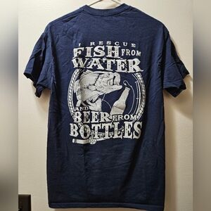 Navy Blue Fish / Beer T-Shirt